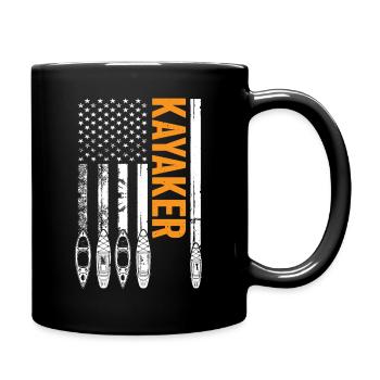 Canoé, kayak, kayak Drapeau américain - Mug uni - noir - Droite