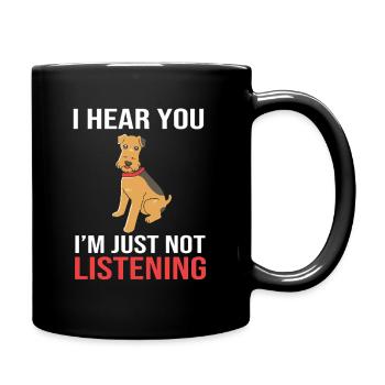 Airedale Terrier - Tasse einfarbig - Schwarz - Rechts