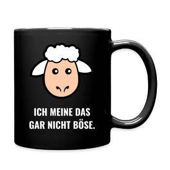 Lamm Cartoon Spruch Shirt - Tasse einfarbig - Schwarz - Rechts