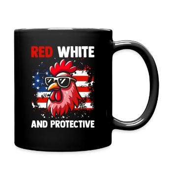 Patriotic Farmer Rooster Flock Poultry USA Pride C - Full Colour Mug - black - Right