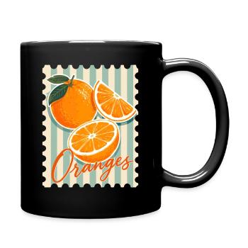 Design orange, motif vintage d’été orange - Mug uni - noir - Droite