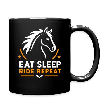 Mange, Dors, Monte, Répéte, cheval - Mug uni - noir - Droite