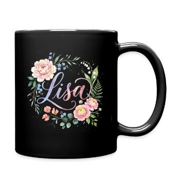 Design du nom de la couronne de fleurs de Lisa - Mug uni - noir - Droite