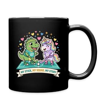 Dino Einhorn Hockey Squad - Tasse einfarbig - Schwarz - Rechts