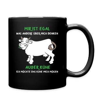 Ich möchte das Kühe mich mögen Landwirt Bauer - Tasse einfarbig - Schwarz - Rechts