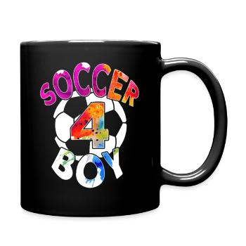 4 JAHRE FUßBALLER NUMMER 4 FUßBALL 4. GEBURTSTAG - Tasse einfarbig - Schwarz - Rechts