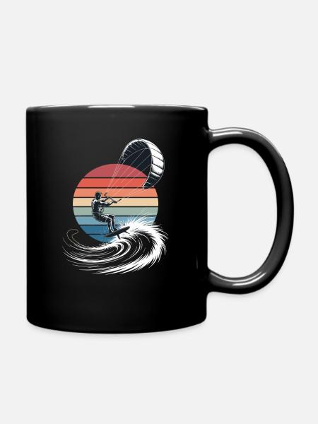 Kitesurfer Vor Retro Sonnenuntergang Im Sommer - Tasse einfarbig - Schwarz
