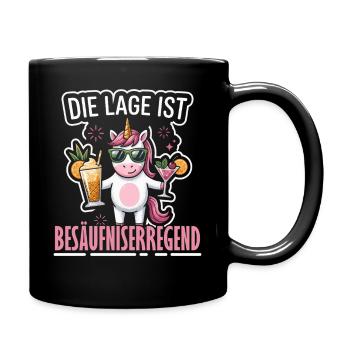 Einhorn Party: Lage ist Besäufnis - Tasse einfarbig - Schwarz - Rechts