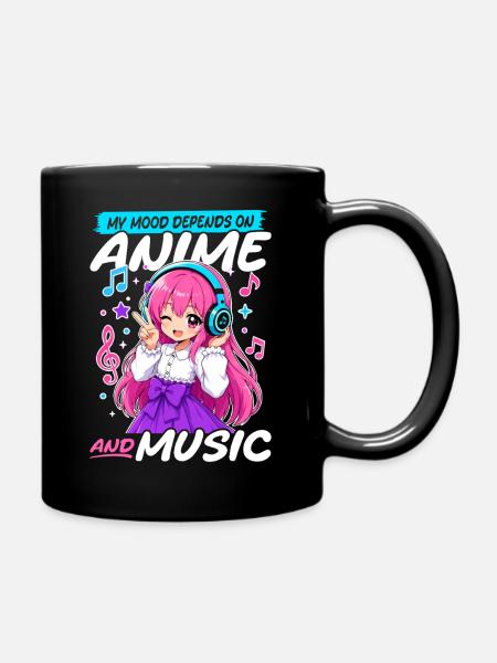 Anime and Music Chibi - Tasse einfarbig - Schwarz
