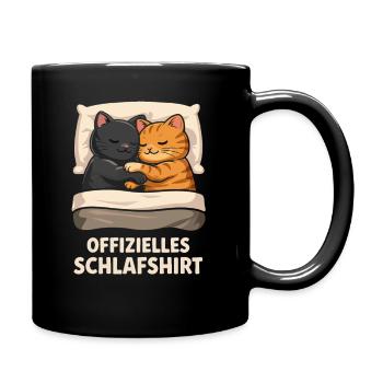 Offizielles Schlafshirt Katzen - Tasse einfarbig - Schwarz - Rechts