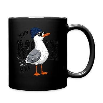 Coole Moin Möwe mit der Mütze und Sonnenbrille - Tasse einfarbig - Schwarz - Rechts