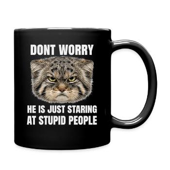 Pallas Katze Manul Cat Katzen Humor Sarkasmus  - Tasse einfarbig - Schwarz - Rechts
