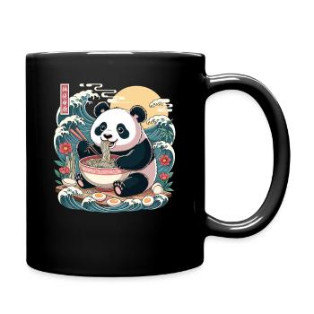 Kawaii Panda Ramen-Liebhaber süße Anime-Wellen - Tasse einfarbig - Schwarz - Rechts