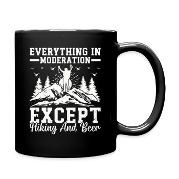 Tout est modéré, sauf la randonnée et la bière - Mug uni - noir - Droite