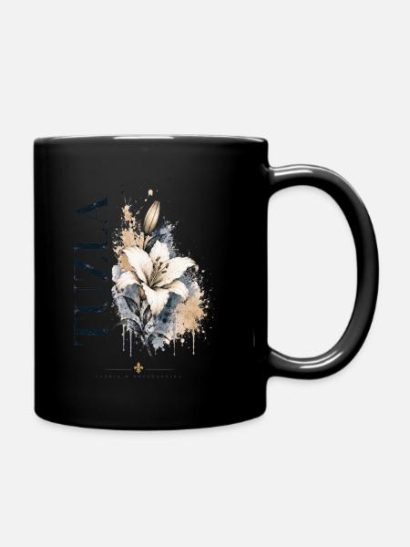 Lilien T-Shirt - Tasse einfarbig - Schwarz