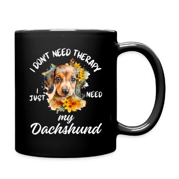 Art de thérapie teckel - Mug uni - noir - Droite