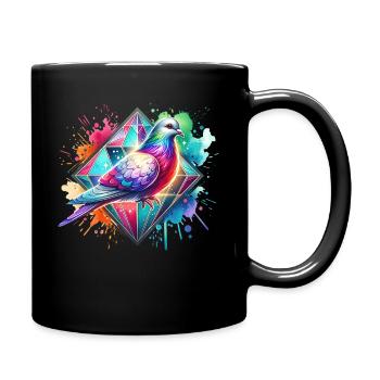 Motif de colombe diamantée - Mug uni - noir - Droite