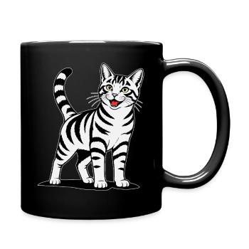 Katze stehend farbig - Tasse einfarbig - Schwarz - Rechts