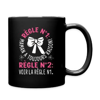 Règle 1 Maman A Toujours Raison Humour Nœud - Mug uni - noir - Droite