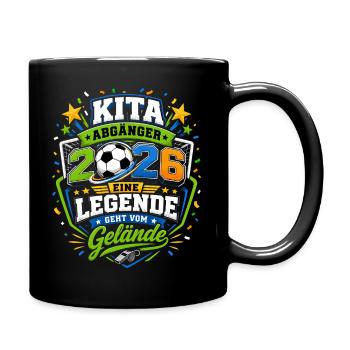 Kita Abgänger 2026 startet als Fußballstar - Tasse einfarbig - Schwarz - Rechts