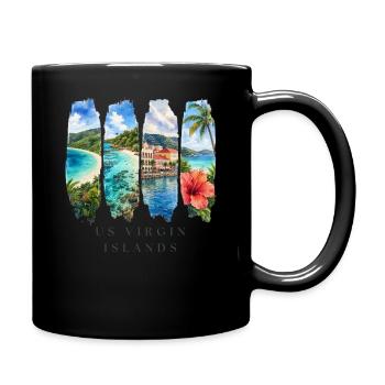 US Virgin Islands – Caribbean Beach & Culture Motif - Full Colour Mug - black - Right