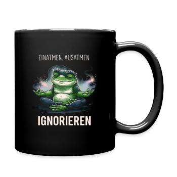 Yoga Frosch Einatmen Ausatmen Ignorieren - Tasse einfarbig - Schwarz - Rechts