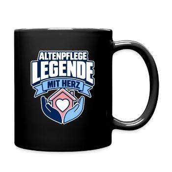 Altenpflege Legende mit Herz, Geschenk fuer Pflege - Full Colour Mug - black - Right