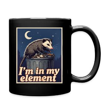 Je suis dans mon élément - l’opossum fouille la nuit - Mug uni - noir - Droite
