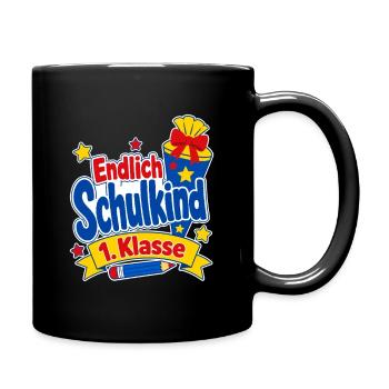 Einschulung Endlich Schulkind 1. Klasse Schultüte - Full Colour Mug - black - Right