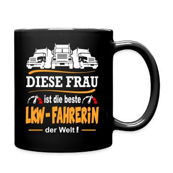 Beste LKW Fahrerin der Welt Lastkraftwagen Frau - Tasse einfarbig - Schwarz - Rechts