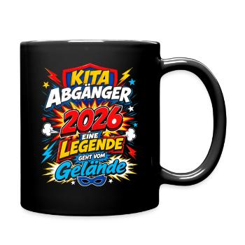 Kita Abgänger 2026 im Superhelden-Comic - Tasse einfarbig - Schwarz - Rechts