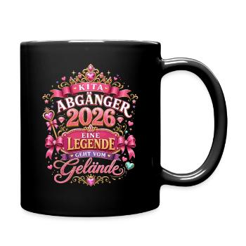 Kita Abgänger 2026 im Prinzessinnenstil - Tasse einfarbig - Schwarz - Rechts