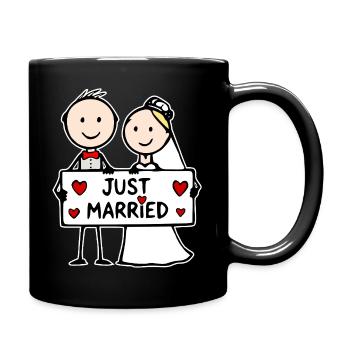 Wedding Couple Cartoon Just Married - Full Colour Mug - black - Right