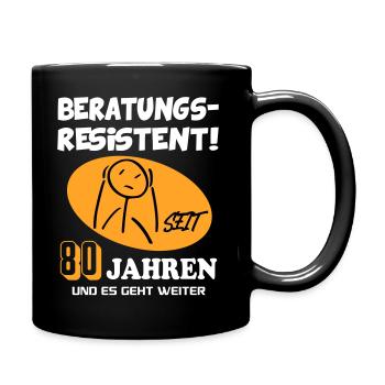 Comic Geburtstag 80 Jahre Happy Birthday - Tasse einfarbig - Schwarz - Rechts
