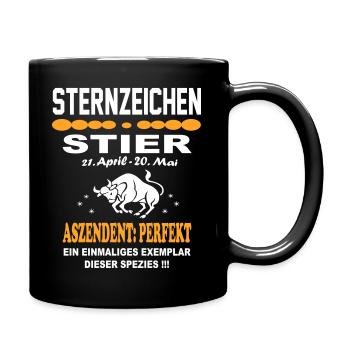 Sternzeichen Stier Ascendent Perfekt - Tasse einfarbig - Schwarz - Rechts