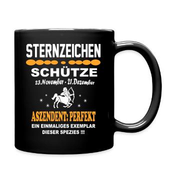 Sternzeichen Schütze Aszendent Perfekt - Tasse einfarbig - Schwarz - Rechts