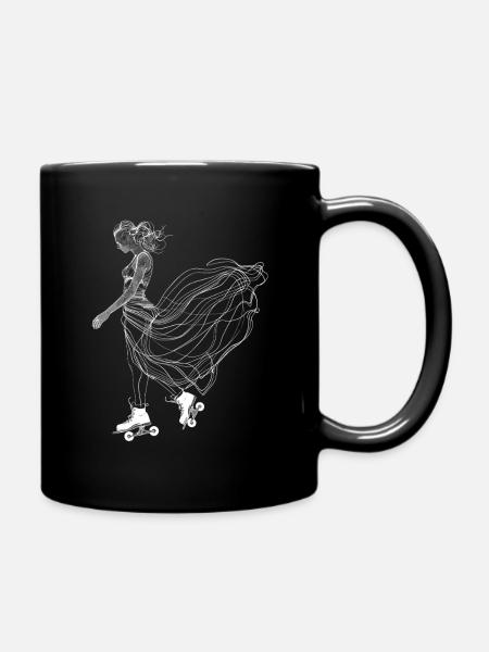 Rollschuhläuferin Line Art - Tasse einfarbig - Schwarz