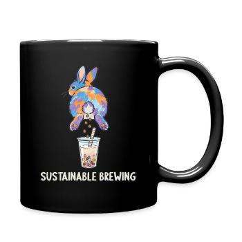 Bubble Tea Boba Drôle de Lapin mignon - Mug uni - noir - Droite
