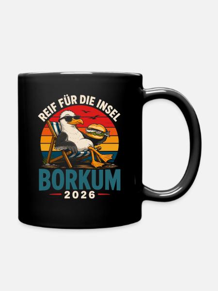 Borkum Insel Relax 2026 - Tasse einfarbig - Schwarz