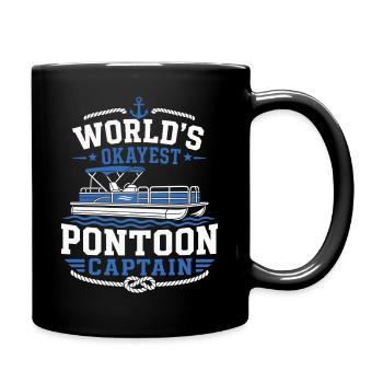 World's Okayest Pontoon Captain Boating Quote - Full Colour Mug - black - Right