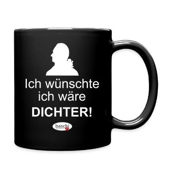 Ich wünschte ich wäre Dichter - Tasse einfarbig - Schwarz - Rechts