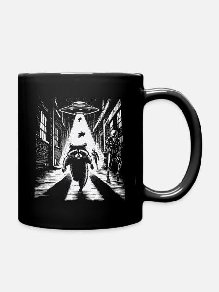 Fusée des Gardiens du raton laveur OVNI sous un lampadaire - Mug uni - noir
