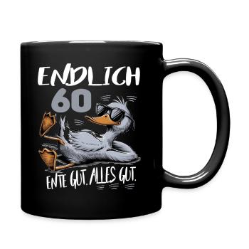 Geburtstag Ente Gut Alles Gut 60 Jahre Comic - Tasse einfarbig - Schwarz - Rechts