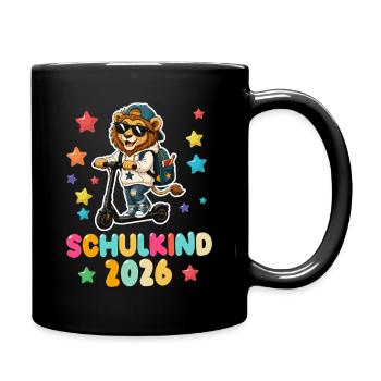 Einschulung Schulkind 2026 Junge Mädchen Löwe - Tasse einfarbig - Schwarz - Rechts