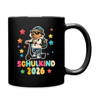 Einschulung Schulkind 2026 Junge Mädchen Cabybara - Tasse einfarbig - Schwarz - Rechts