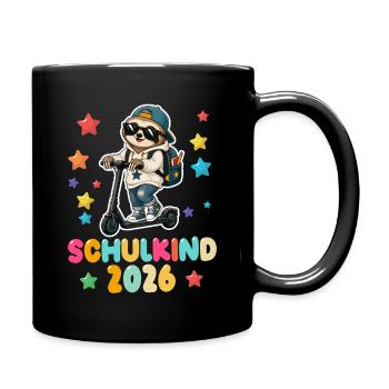 Einschulung Schulkind 2026 Junge Mädchen Faultier - Tasse einfarbig - Schwarz - Rechts