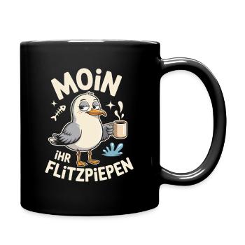Moin Ihr Flitzpiepen Norddeutsch Hamburg Büro Moin - Tasse einfarbig - Schwarz - Rechts