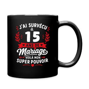Survivre 15 ans de mariage : super pouvoir - Mug uni - noir - Droite