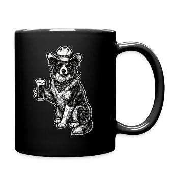 Chien de cow-boy Bière Border Collie drôle - Mug uni - noir - Droite