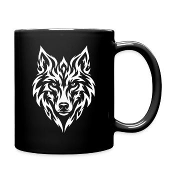 Wolf Tribal Tattoo Style - Tasse einfarbig - Schwarz - Rechts